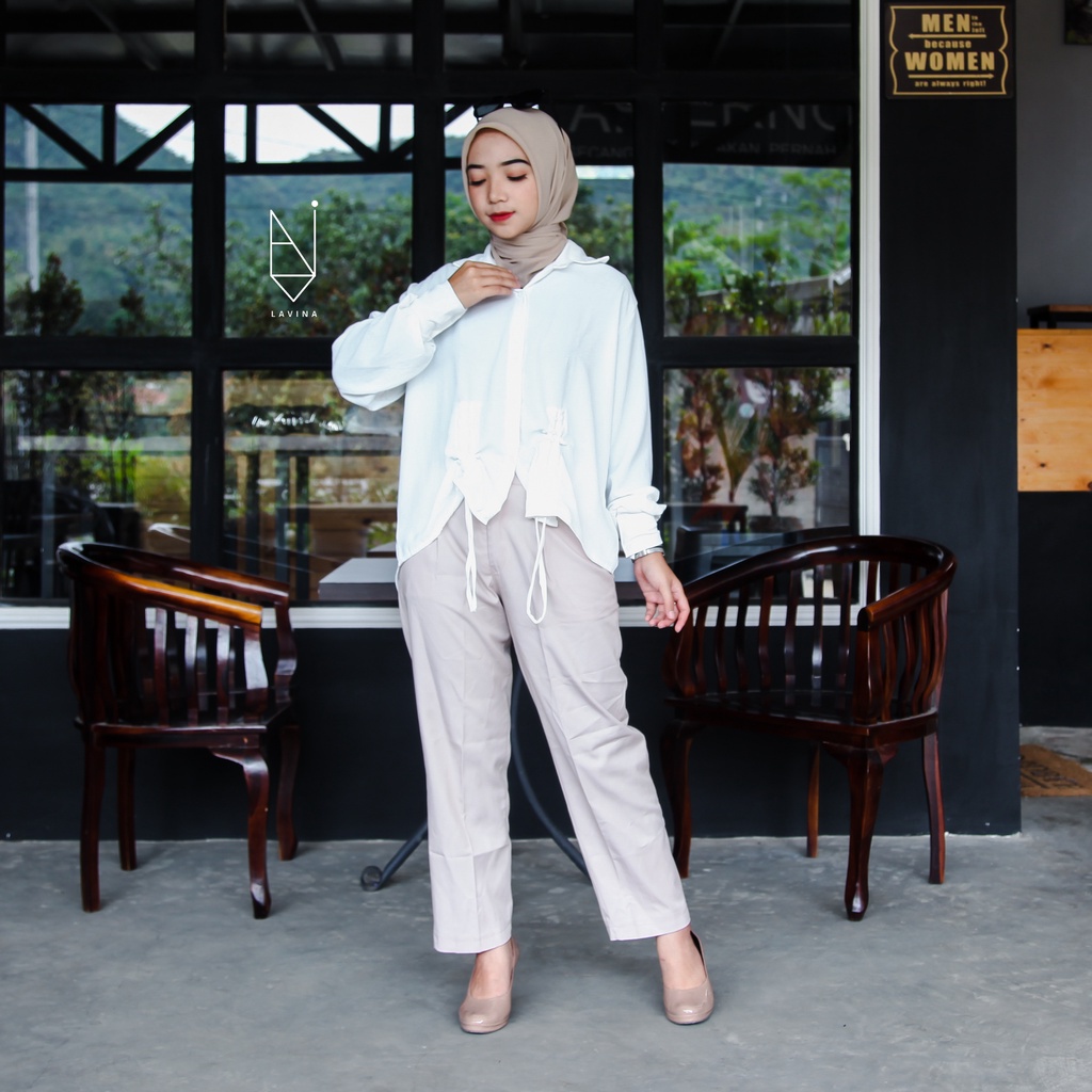 Atasan Kiena Blouse | Atasan Fashion Casual Wanita | Baju Wanita Baru Lengan Balon | Atasan Wanita Korean Style | Baju Blouse Wanita Kemeja Serut | Outfit Hijab Wanita Muslim Busui | Fashion Wanita Muslim Crinkle