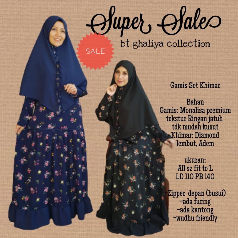 Baju Hijab Syari Wanita|Aneka gamis set Khimar|monalisa|gamis muslim syar'i|fashion muslim|SuperSale