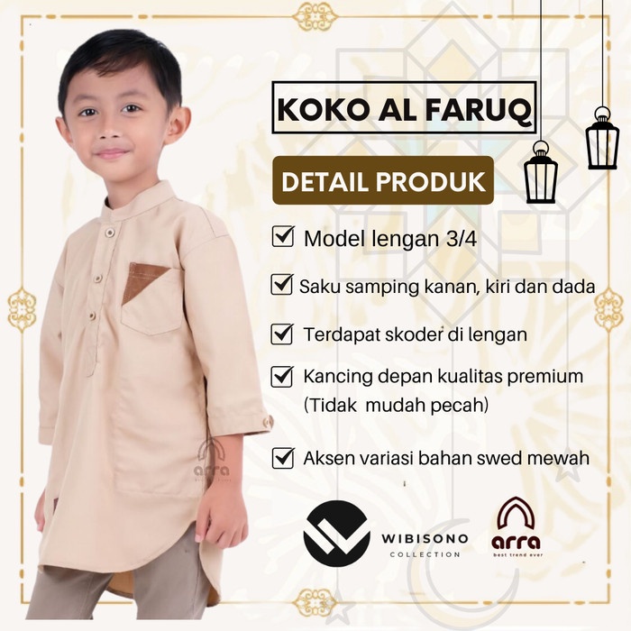 Baju Muslim Koko Kurta YU20 Anak Laki Laki Lengan Pendek Murah Umur 3 Sampai 12 Tahun Original Al FARUQ 2