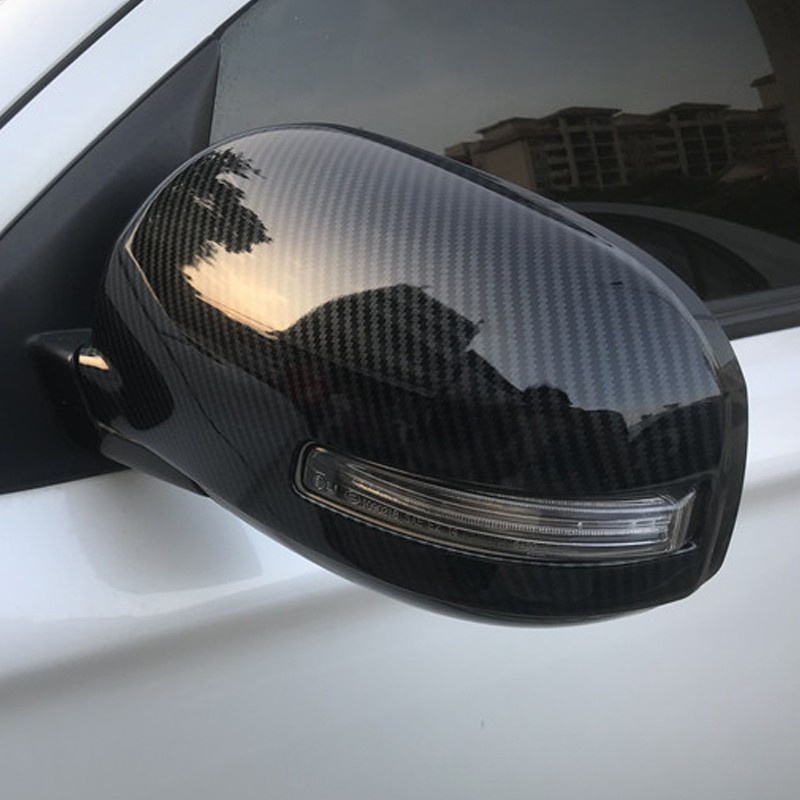 Xuming Penutup Kaca Spion Mobil, untuk Mitsubishi Outlander 2016 2021 Pola Serat Karbon Penutup Cermin Samping Mobil Trim