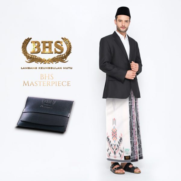 Sarung BHS Masterpiece Gold Motif Songket Gunung Lampion Putih Silver 01