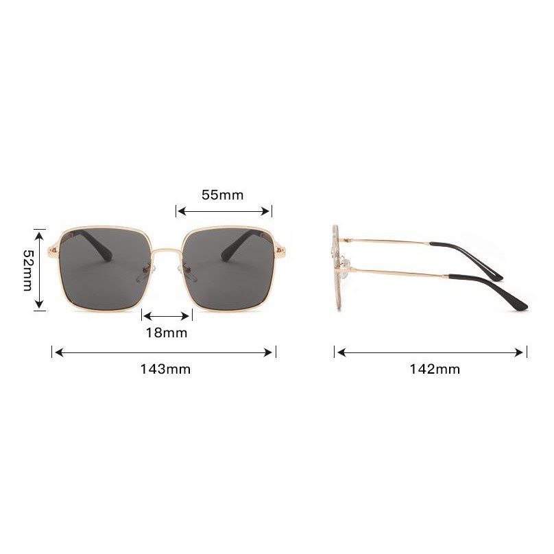 Kacamata Frame Ukuran Besar Wanita Pria Lagi Viral Trend Kaca Mata Persegi Fashion Retro Vintage Segiempat Metal Sunglasses Anti Silau Sinar Matahari Antiradiasi Hitam Warna Kotak Persegi KCH6