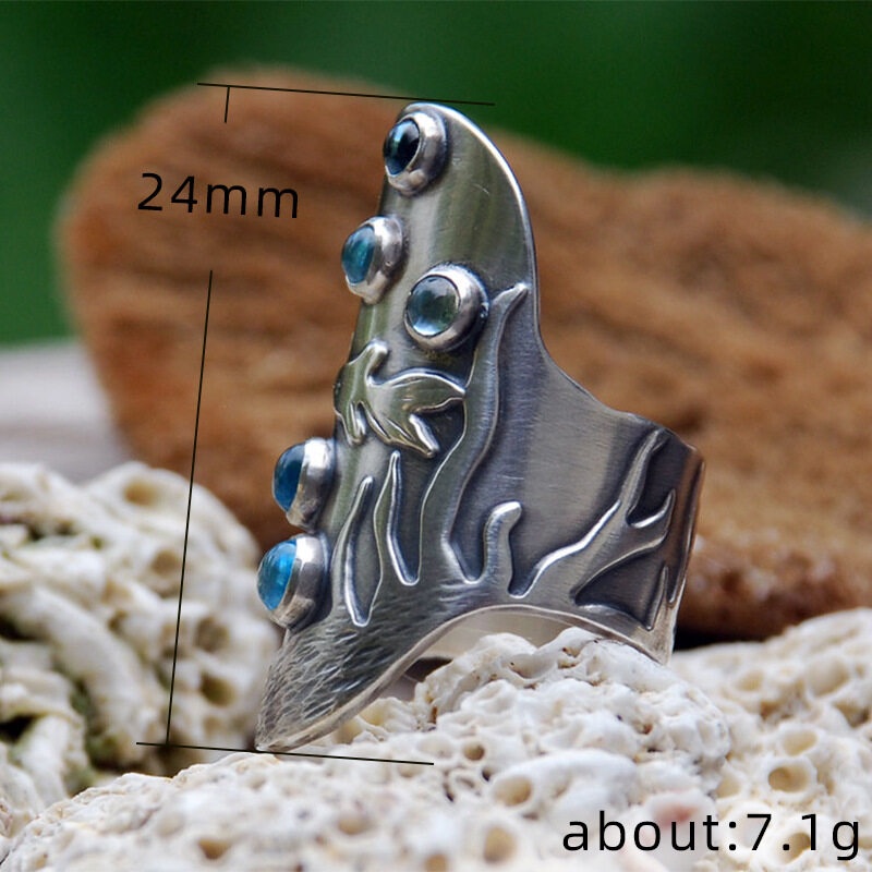 Cincin Lapis Silver Desain Ikan Gaya Bohemian Vintage Untuk Wanita