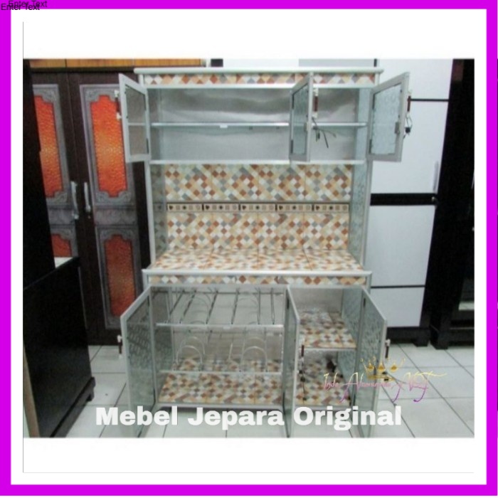 Rak / Lemari Dapur Rak Piring Kaca Aluminium