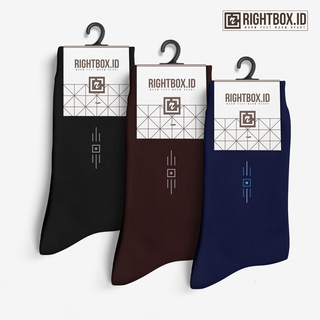 [Kepo.0] 16.Rightbox Casual, Kaos Kaki Motif Pria Dewasa, Panjang Sebetis, Warna Hitam, Coklat dan Navy