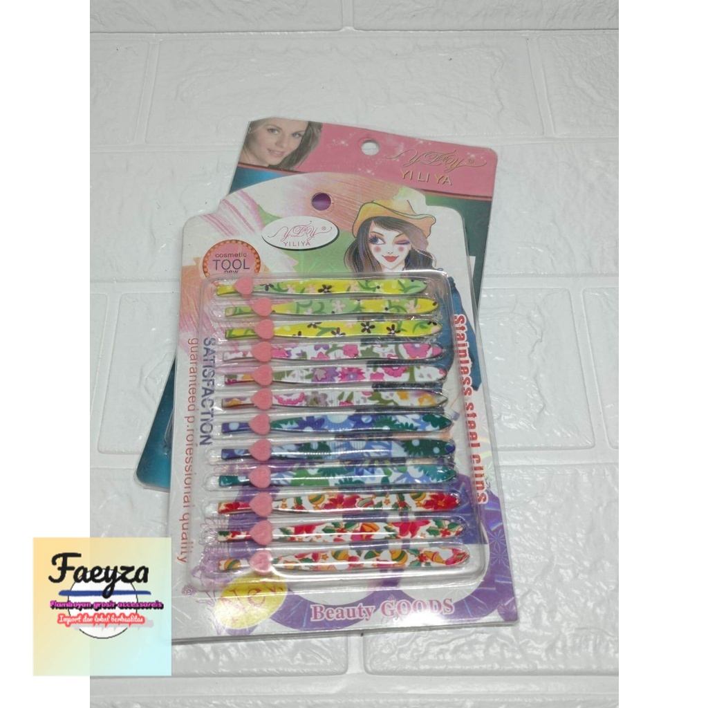 grosir 12 pcs pinset cabut rambut uban motif bunga