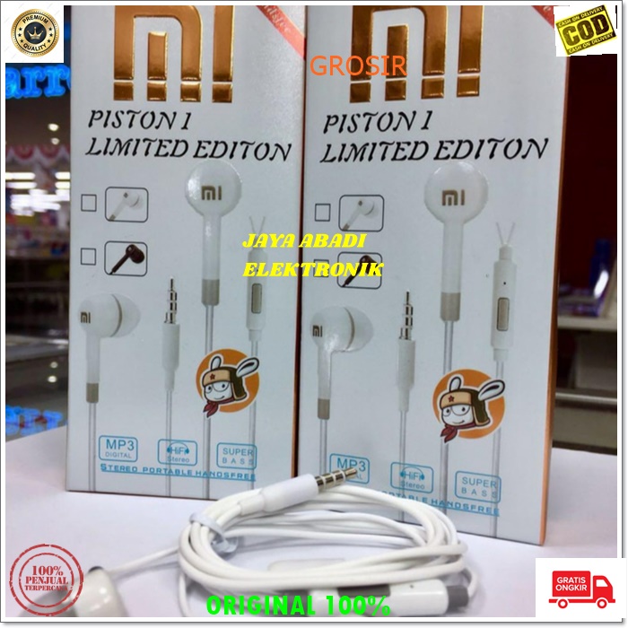 J169 XIAOMI PISTON IN EAR KARET HANDSFREE STEREO SUPER BASS HANDSFREE HEADPHONE EARPHONE MUSIC VOKAL AUDIO SOUND EARPOD KARAOKE SMULE TEPON MUSIK DLL UNIVERSAL BISA KE SEGALA JENIS HANDPHONE PC LAPTOP DLL BISA MUSIK DAN NELPON SUARA JERNIH TIDAK BERISIK