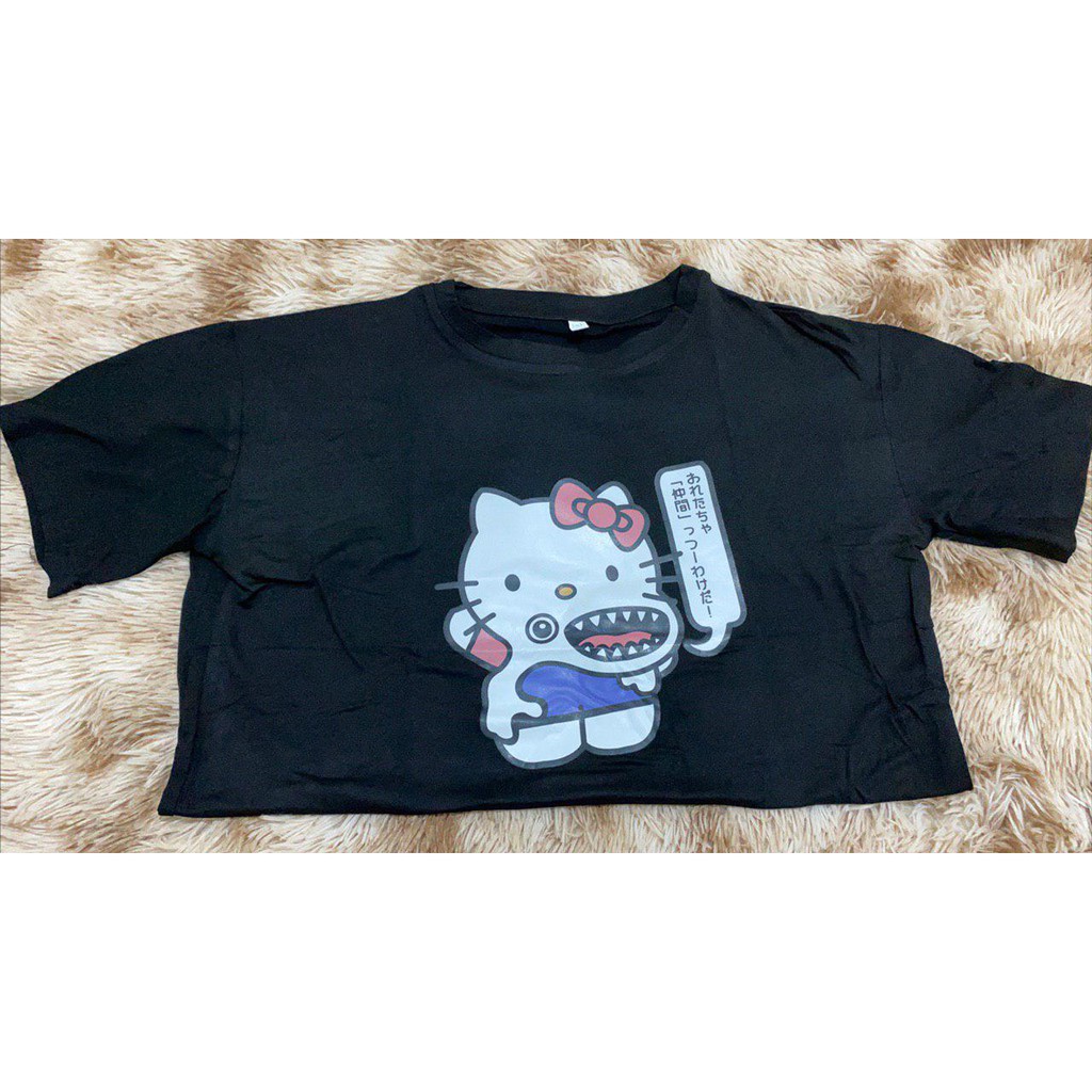 Oversize Tee Tshirt   Wanita Model Longgar Motif Hello Kitty