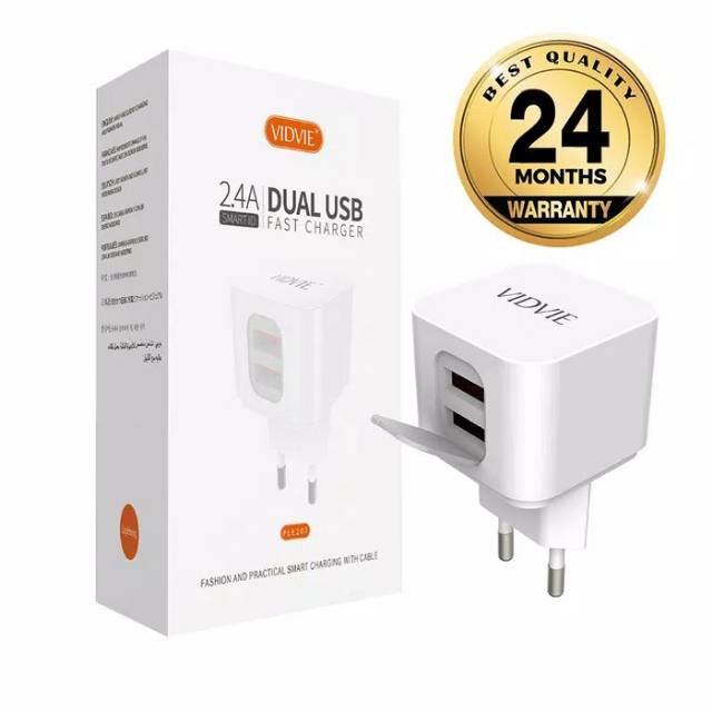 VIDVIE 2 USB PORT MICRO CHARGER PLE207 (USB CABLE INCLUDED-MICRO)