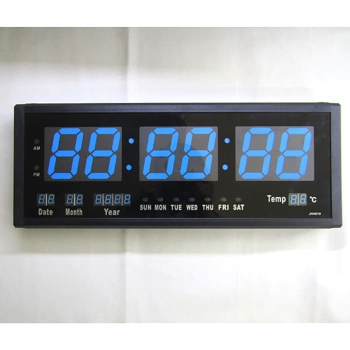 Jam Dinding Digital Led Tembok Clock SMS-4819 Biru