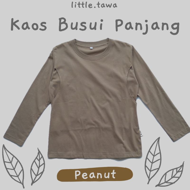 Kaos Menyusui / Baju menyusui Katun / Premium Cotton Lengan Panjang Coklat