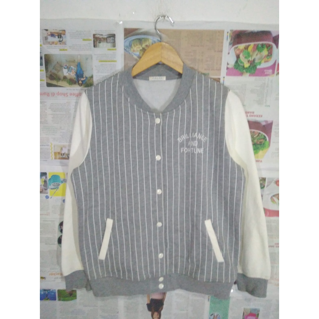 Jaket Varsity Colza Gray White Original