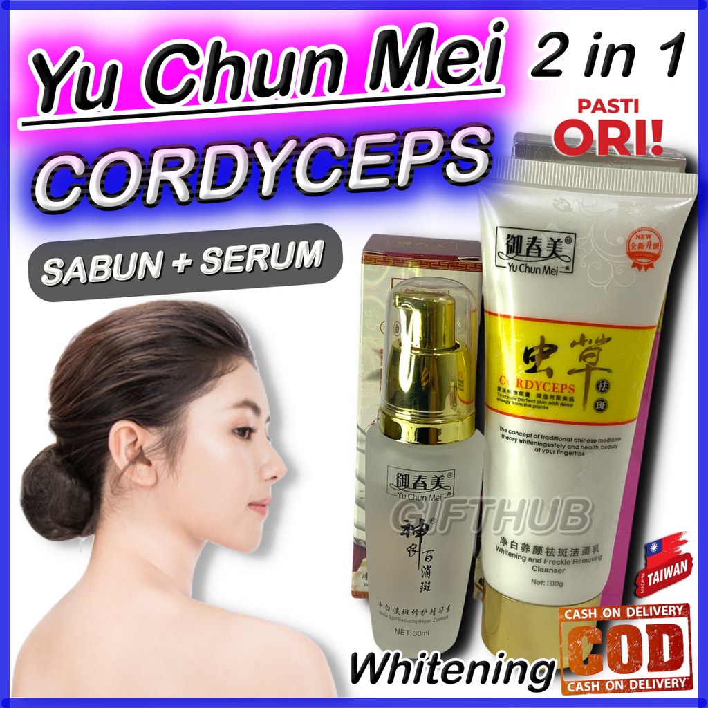 Yu Chun Mei Cordyseps Paket Set 2 in1 Sabun dan Serum Herbal Wajah Original Import - Facial Soap and