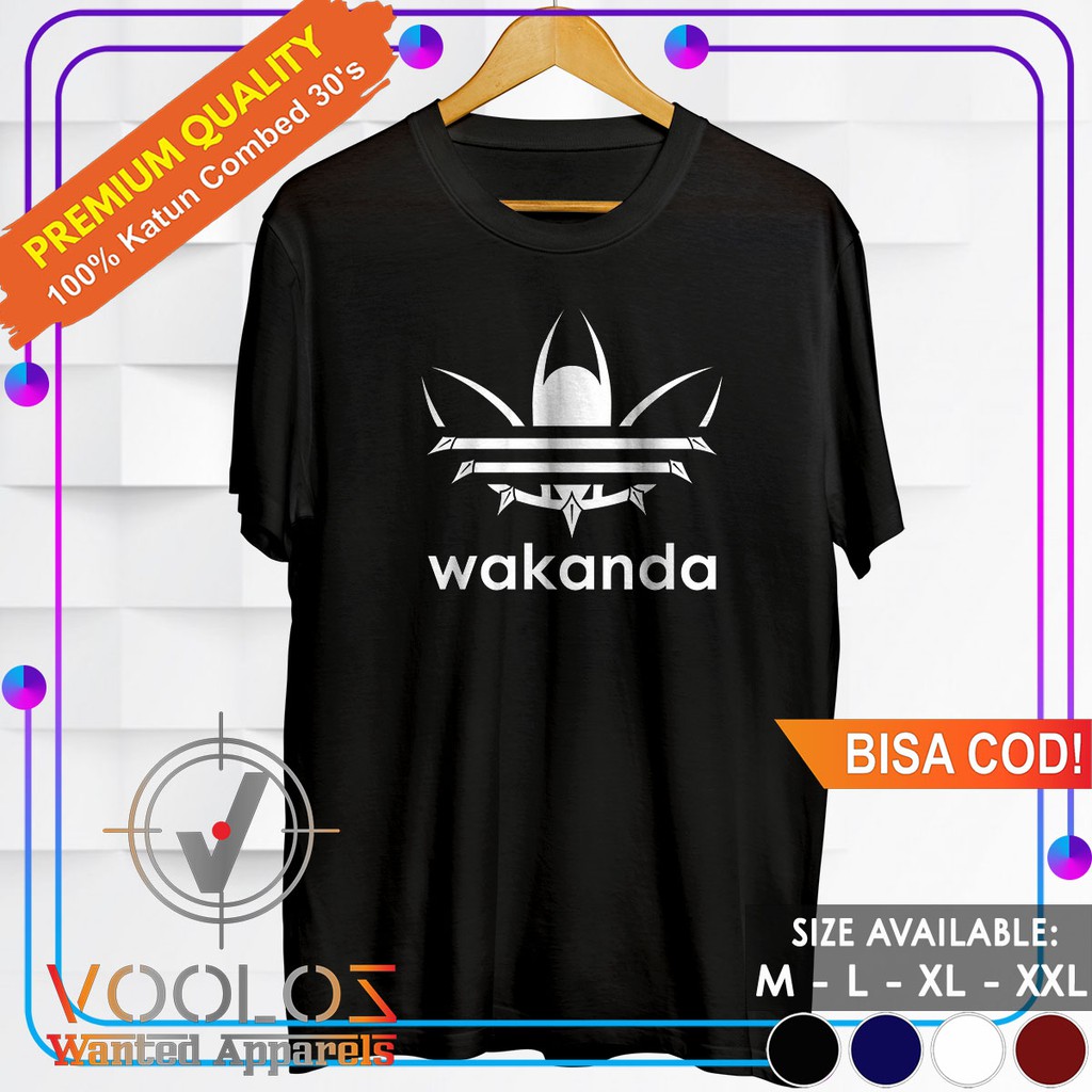 Baju Kaos Oblong Distro Plesetan Adidas Pria Cowok Keren Kekinian Bahan Katun Combed Wakanda Adidas