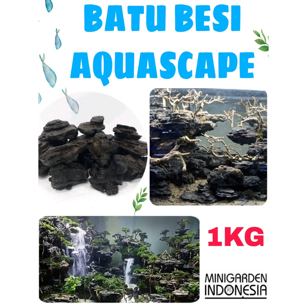 BATU BESI AQUASCAPE ECER 1KG iron stone batu hias aquarium unzan stone