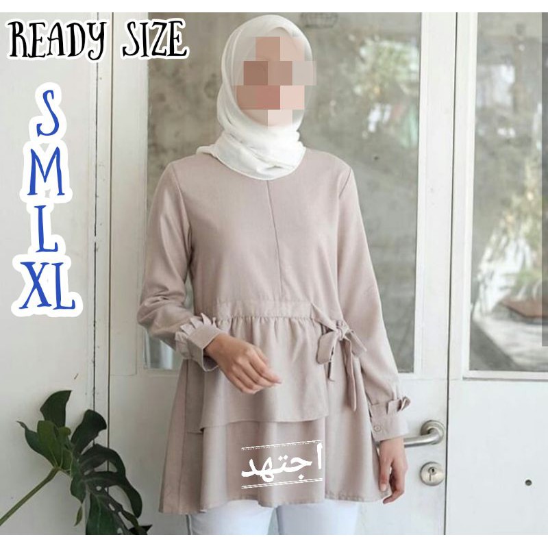 (FREE PARFUM)Blouse Dress kantor simpel PREMIUM brand اجتهد(bahan Madinah FODU IMPOR)