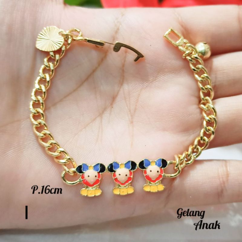 Gelang Anak Rantai Karakter Berbagai motif perhiasan Anak Gold Limited edition (COD)