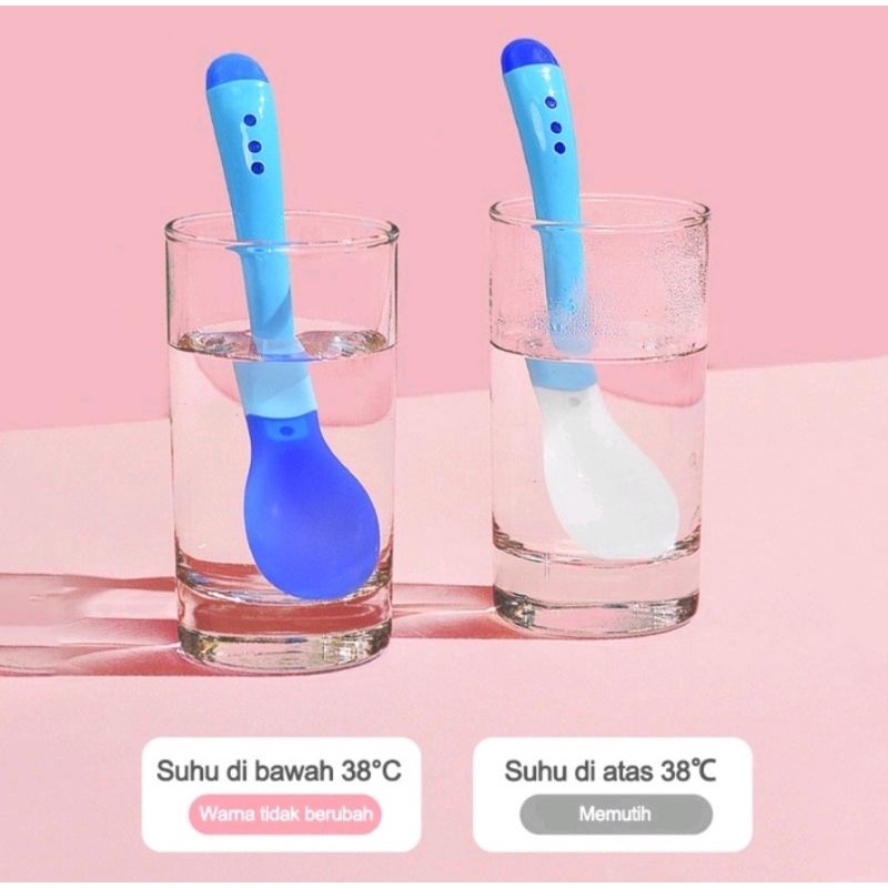 SENDOK MAKAN BAYI SENSOR SUHU PANAS / SENDOK GARPU BAYI SILIKON / SENDOK MAKAN BAYI SILIKON / BABY SPOON SILICONE BPA FREE