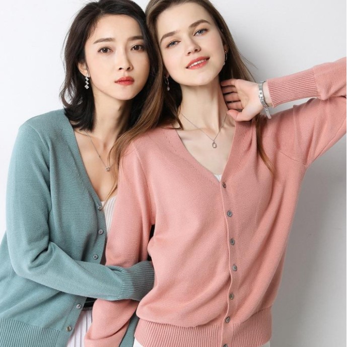 F02 cardigan rajut halus korea jepang import lembut pakaian wanita atasan outer outwear kardigan