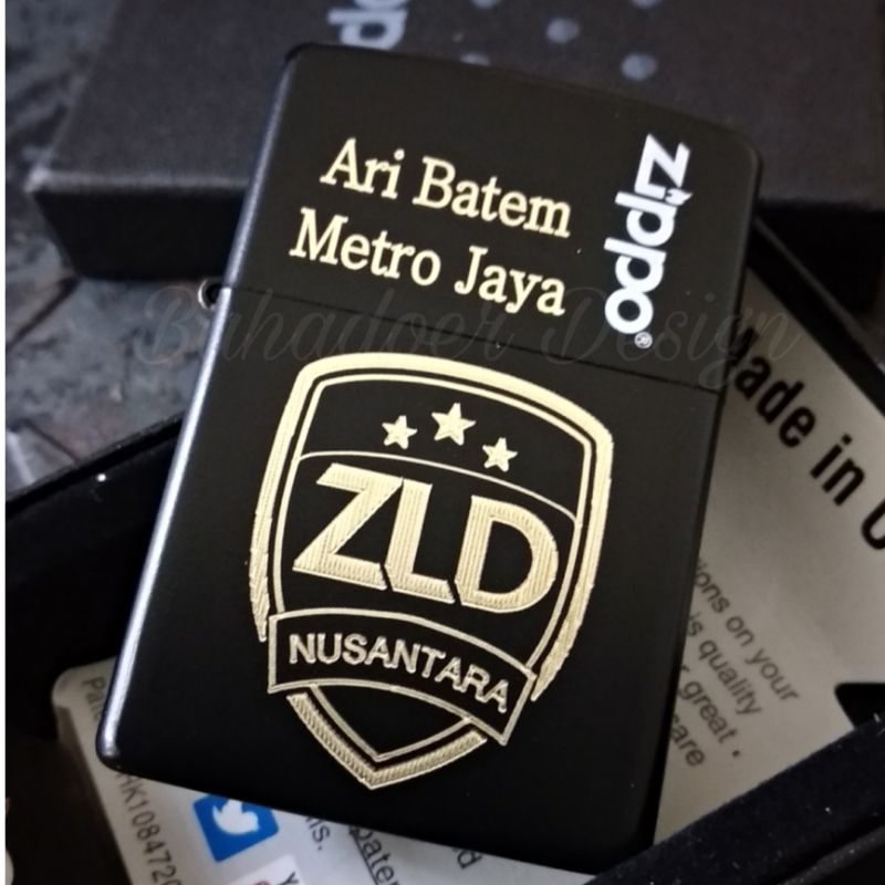 ZIPPO BLACK MATTE CUSTOM GRAFIR UKIR ZLD NUSANTARA DESIGN PREMIUM BEST QUALITY PRODUCT MIRROR