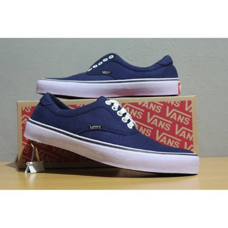 Sepatu Casual VANS Pria Era Authentic hitam abu marun dan fullblack sekolah-Navy