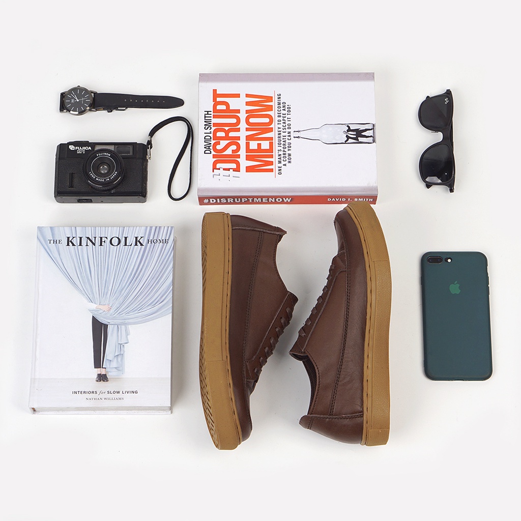 OLAF BROWN (KULIT ASLI) |ManNeedMe x Greata| Sepatu Sneakers Pria Casual Shoes ORIGINAL