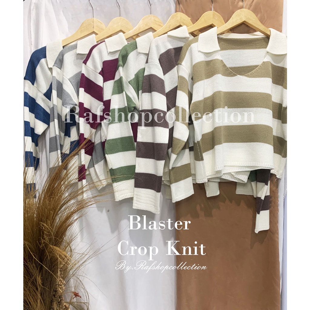 BLASTER knit 7GET Crop Top - Atasan rajut wanita-atasan motif blaster-blouse oversize
