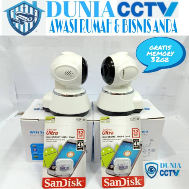 PAKET CCTV IP CAMERA 2CHANNEL V380 WIRELESS CAM + MEMORY 32GB