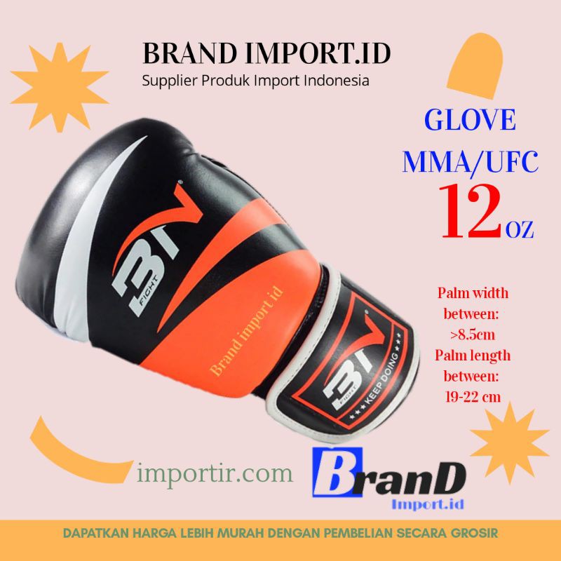 BNPRO Sarung Tangan Tinju MMA UFC Boxing Muay Thai Leather Glove 12 OZ