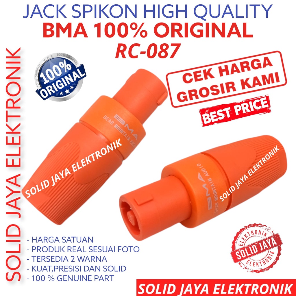 JACK SPIKON BMA RC087 ASLI RC 087 JAK JEK JECK JAG PLUG SPEAKON SPEAKON SPEACON SPICON KONEKTOR AUDIO JACK AUDIO SOUND SYSTEM PLUG MALE COWO LAKI RC-087 BMA ASLI ORIGINAL