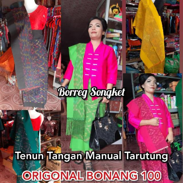SONGKET MAULANA TENUN TANGAN TARUTUNG SARUNG DAN SELENDANG PAKAIAN PESTA WANITA BATAK PINK