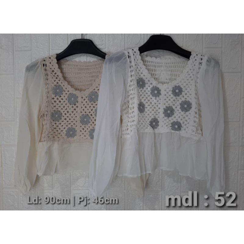 Korean Lace Puff Long Sleeve Blouse mdl 58/28/27/52