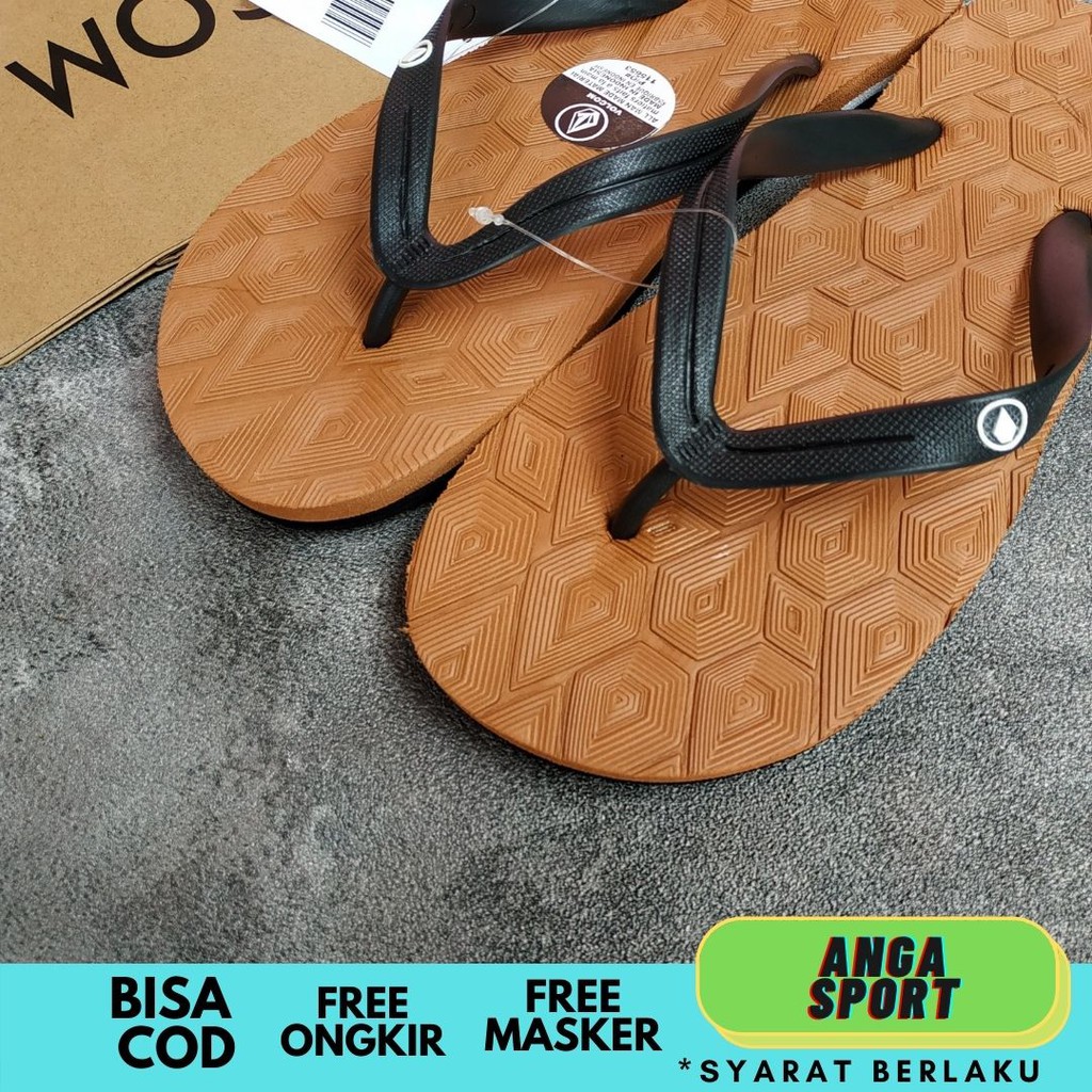 SANDAL PRIA VOLCOM / SENDAL JEPIT COWOK / SANDAL KASUAL BRANDED DISTRO WANITA MOTIF SEGITIGA PREMIUM