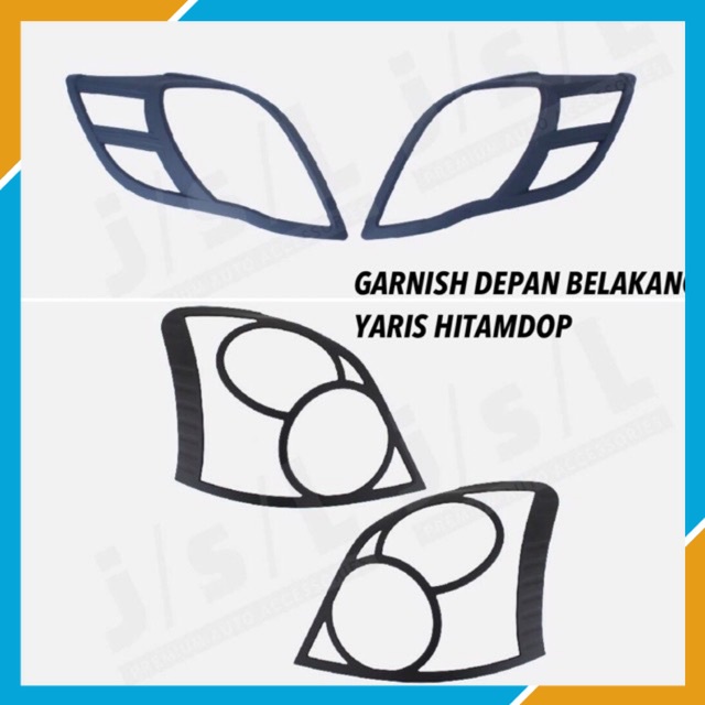 VARIASI YARIS 2012 2013 GARNISH LAMPU DEPAN BELAKANG HITAM BLACKDOP COVER