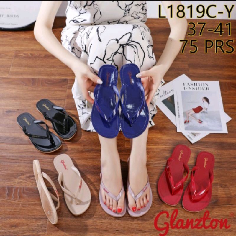 sandal wanita glanzton karet doff kilap sandal jelly teplek