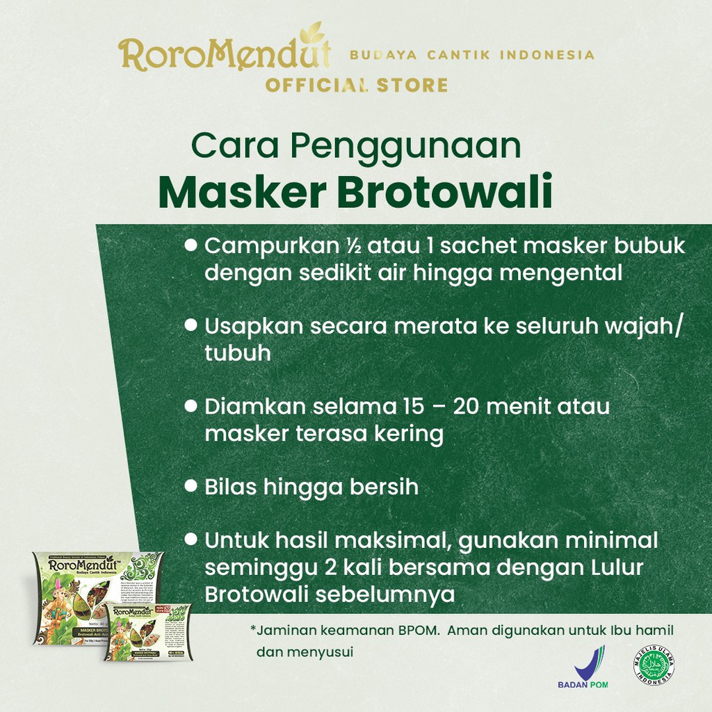 Masker Brotowali Penghilang Jerawat Bekas Jerawat Pencabut Komedo Roro Mendut Mini Acne Jerawat 20gr