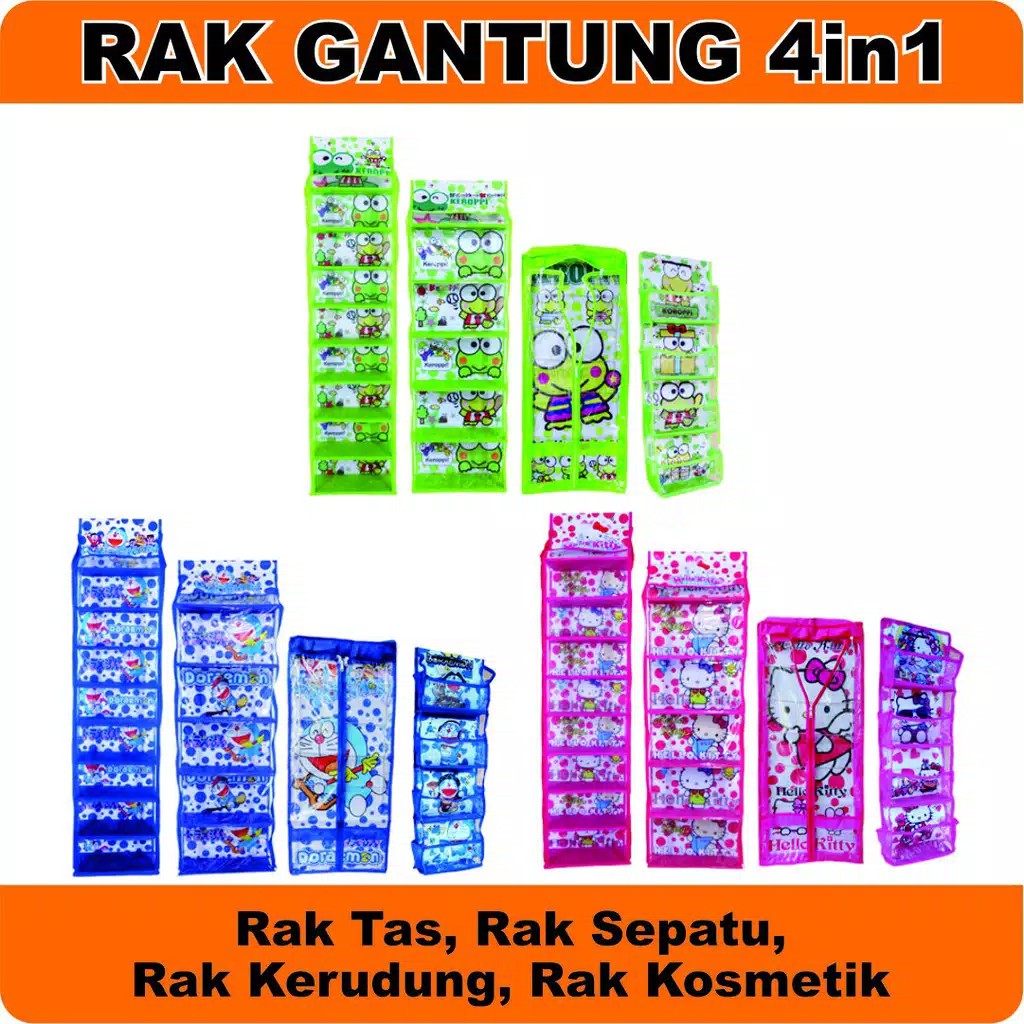 rak set gantung 4 in 1 / rak gantung 4 in 1 ( Rak tas , rak sepatu ,rak jilbab, rak kosmetik )