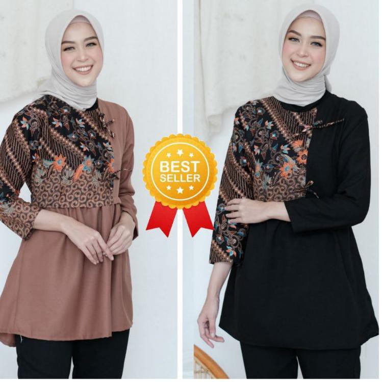 Cod>> Atasan Batik Kombinasi Wanita Batik Wanita Kombinasi Batik Seragam Wanita Seragam Batik Wanita