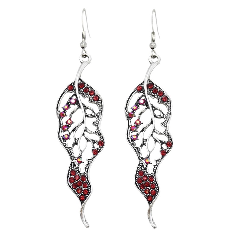 Anting Kait Gantung Desain Daunrumbai Hias Permata Warna Warni Gaya Bohemianetnik Untuk Wanita