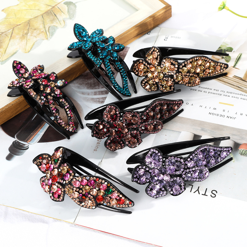 Korean Rhinestone Hair Clip Fashion Elegant Duckbill Clip Hairpin Women Hair Accessories