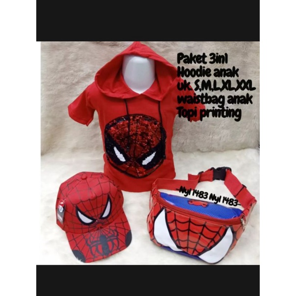 Baju kaos anak led hodie anak gratis topi dan tas selempang Termurah