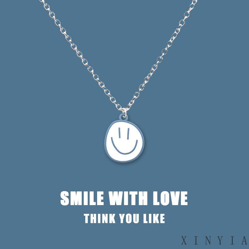 Kalung Rantai Dengan Liontin Smiley Face Untuk Wanita