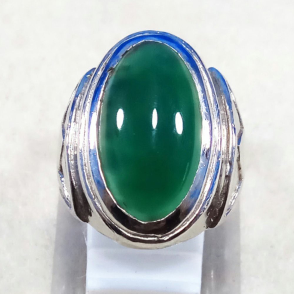 CINCIN BATU AKIK NATURAL CHROME CHALCEDONY NATURAL IJO BOTOL HQ MODEL PANDAN