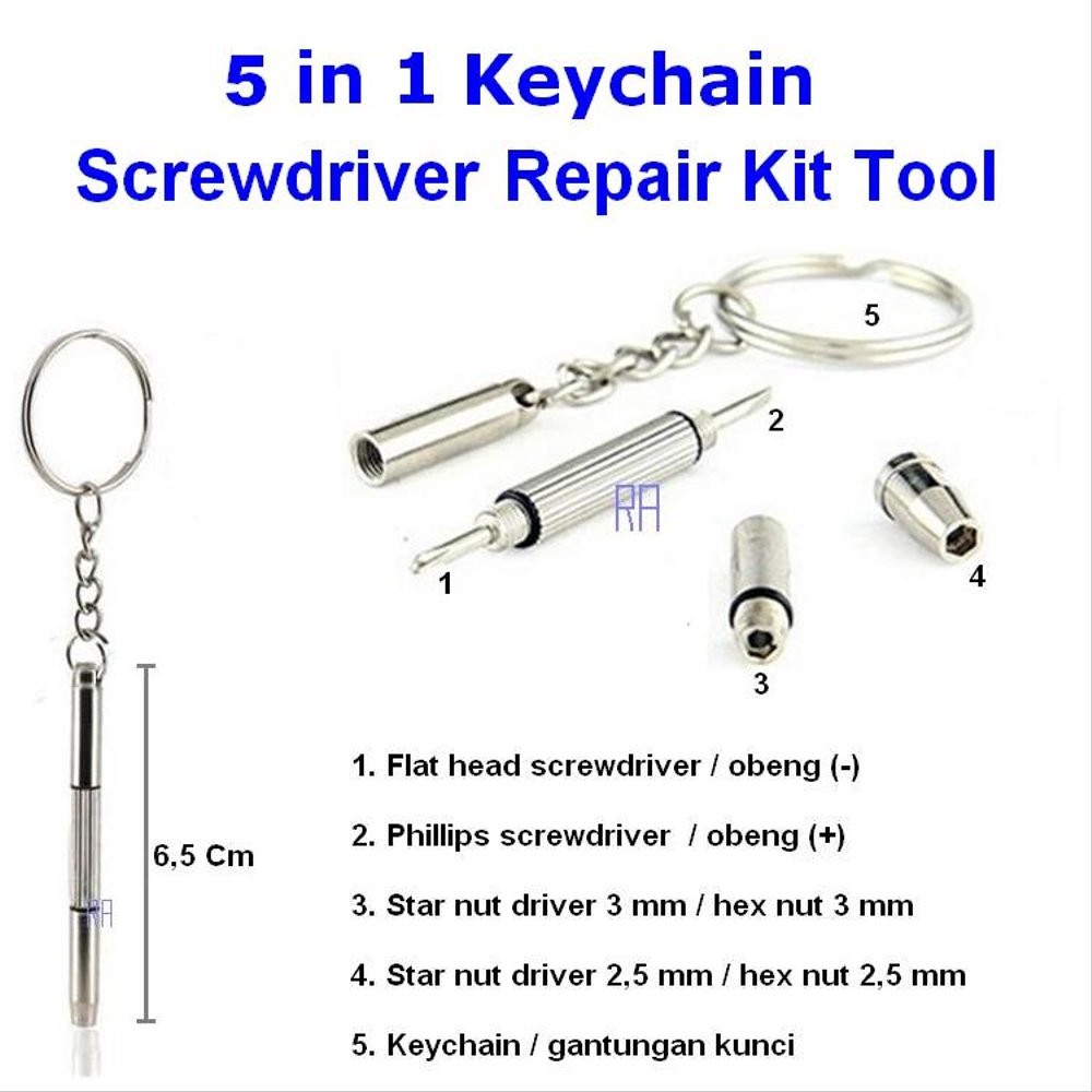 Gantungan Kunci Obeng Plus Minus Mini Screwdriver Keychain EDC 4in1 Peralatan Survival outdoor