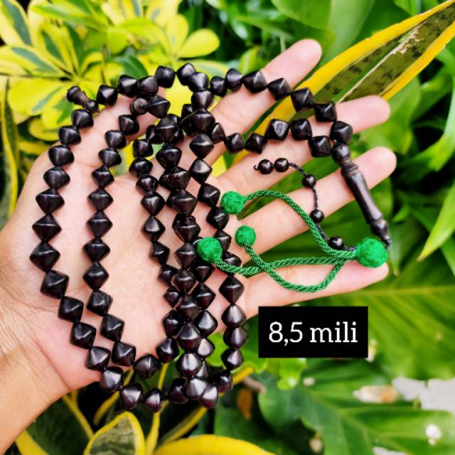 Tasbih 99 kokka kaukah wajik rumbai 8,5 mm hitam