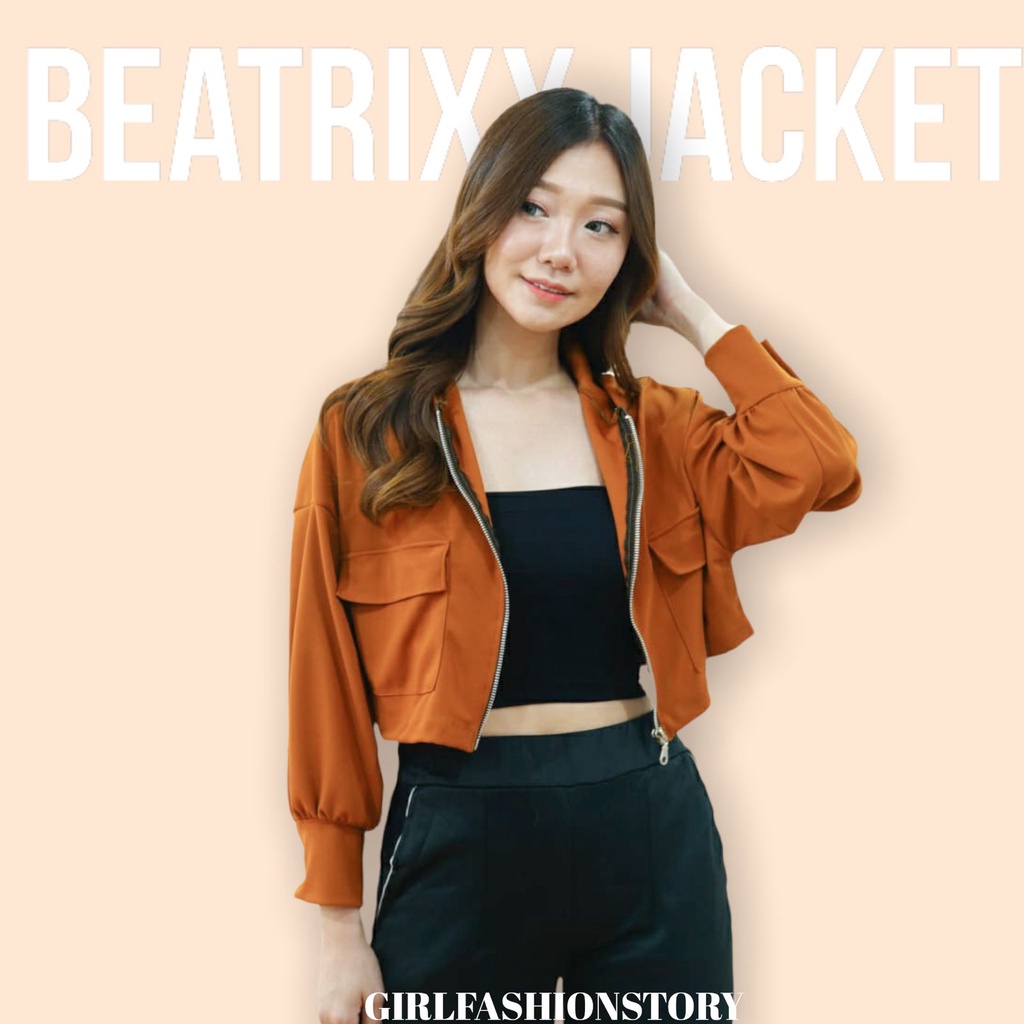 BEFAST - ZFS OOTD Wanita Jaket TEGUH / BEATRIX OVERSIZE CROP JACKET / Jaket Crop / Jaket Resleting / Jaket Polos / Jaket Atasan Remaja Kekinian / Jaket Ala Korean Terbaru 2022