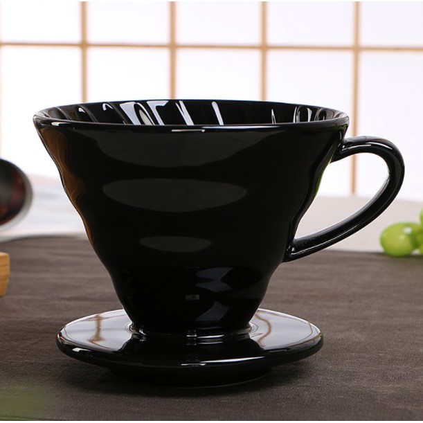 OneTwoCups Filter Penyaring Kopi V60 Glass Coffee Filter Dripper 1-2 Cups 1-4 cups - ZM00639 - Black