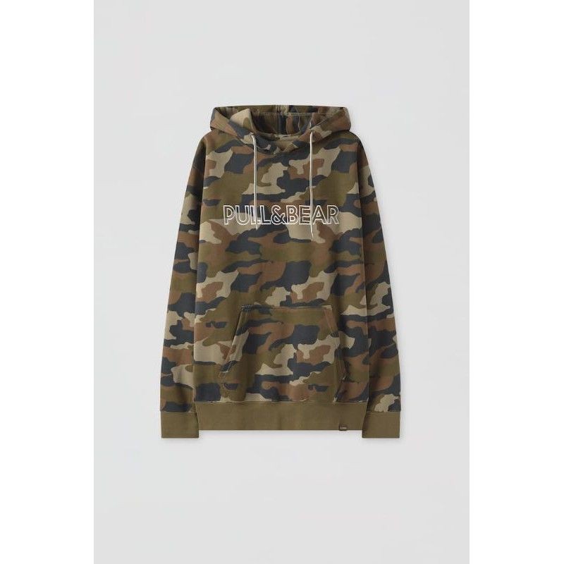 Jaket Hoodie Sweater Pria Army Camo Logo Pull and Bear PULL&BEAR original TERMURAH