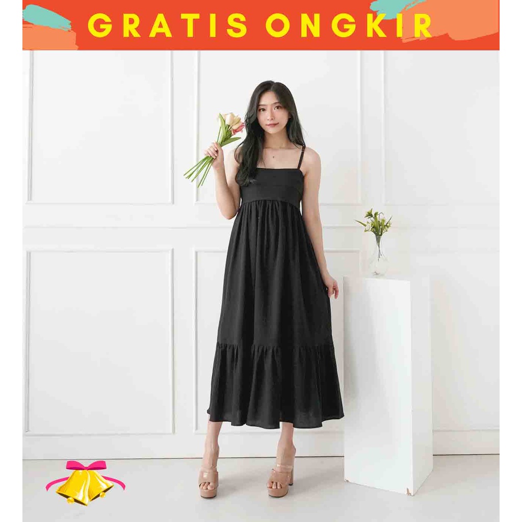 JXPLORE DRESS SETELAN IMPORT KOREA COTTONBELLS CASUAL DRESS WANITA BELLONA RUFFLE PLAID MAXI (LR - D