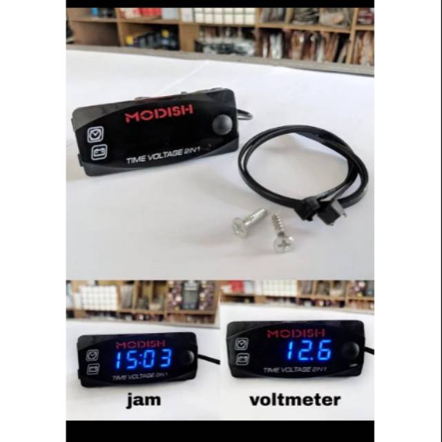 Voltmeter aki 3in1 3 in 1Volt meter plus jam suhu